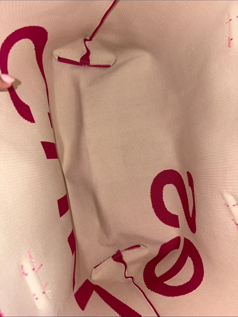 Curves By Sean Brown Raspberry 
Canvas Tote with Cream Accents - Picture 2 of 2